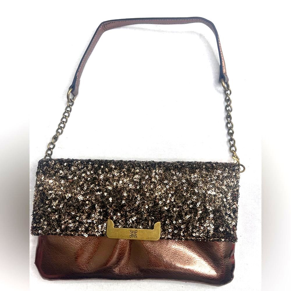 Simply Vera Metallic Bronze/Sequin Clutch/Shoulder Bag - Picture 9 of 15